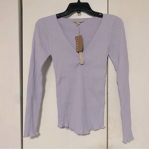 Lavender Long Sleeve Ribbed Top